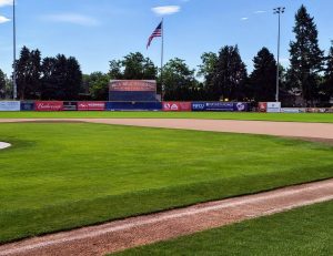 a close up of a baseball field