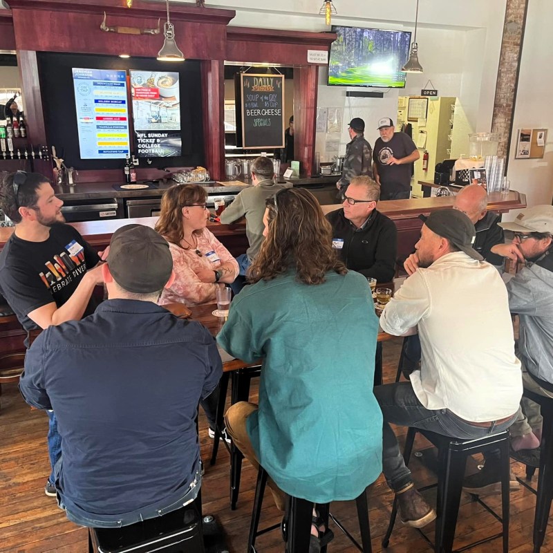 a group of people in a room