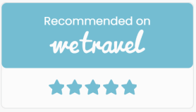 Badge saying 'Recommended on WeTravel' with five stars below.